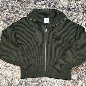 Varley Carmen Rib Knit Zip Through Sweater